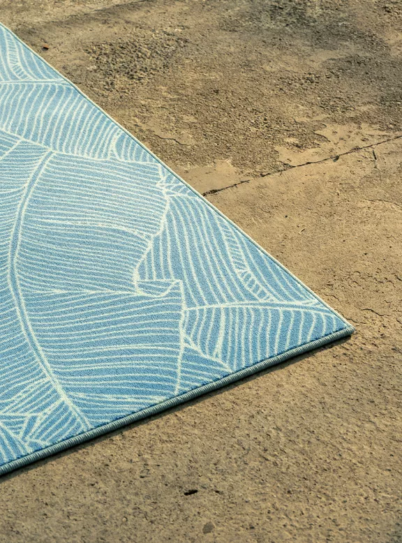 Rechteckiger Teppich Bali Pfau blau